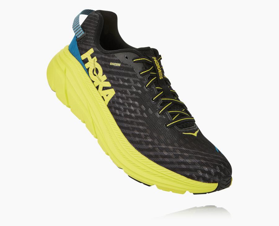 Hoka One One Mens Running Shoes - Rincon - Black/Green - OUFY31578